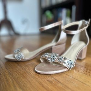 Betsey Johnson Mel Heeled Sandal | Champagne/Blush Wedding Shoe